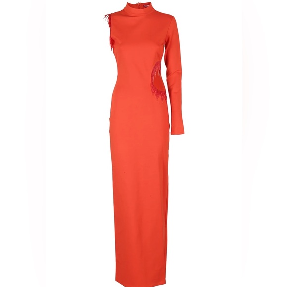 New Season Staud Kirsten Cut-Out Detailed Fringed Maxi Dress XS - Picture 2 of 3